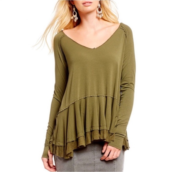 WE THE FREE Ribbed Boho Swing Blouse Size S - Picture 2 of 11